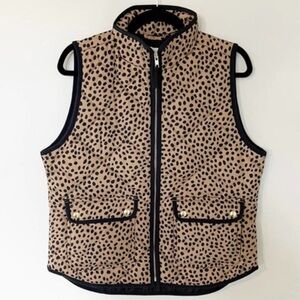 J. Crew Animal-Print Puffer Vest With Snap Pockets
